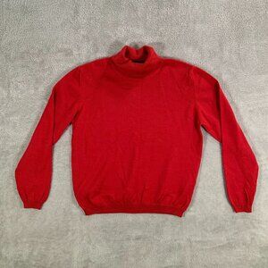 Brooks Brothers Sweater Women's Medium Red Turtle Neck Long Sleeve Merino Wool